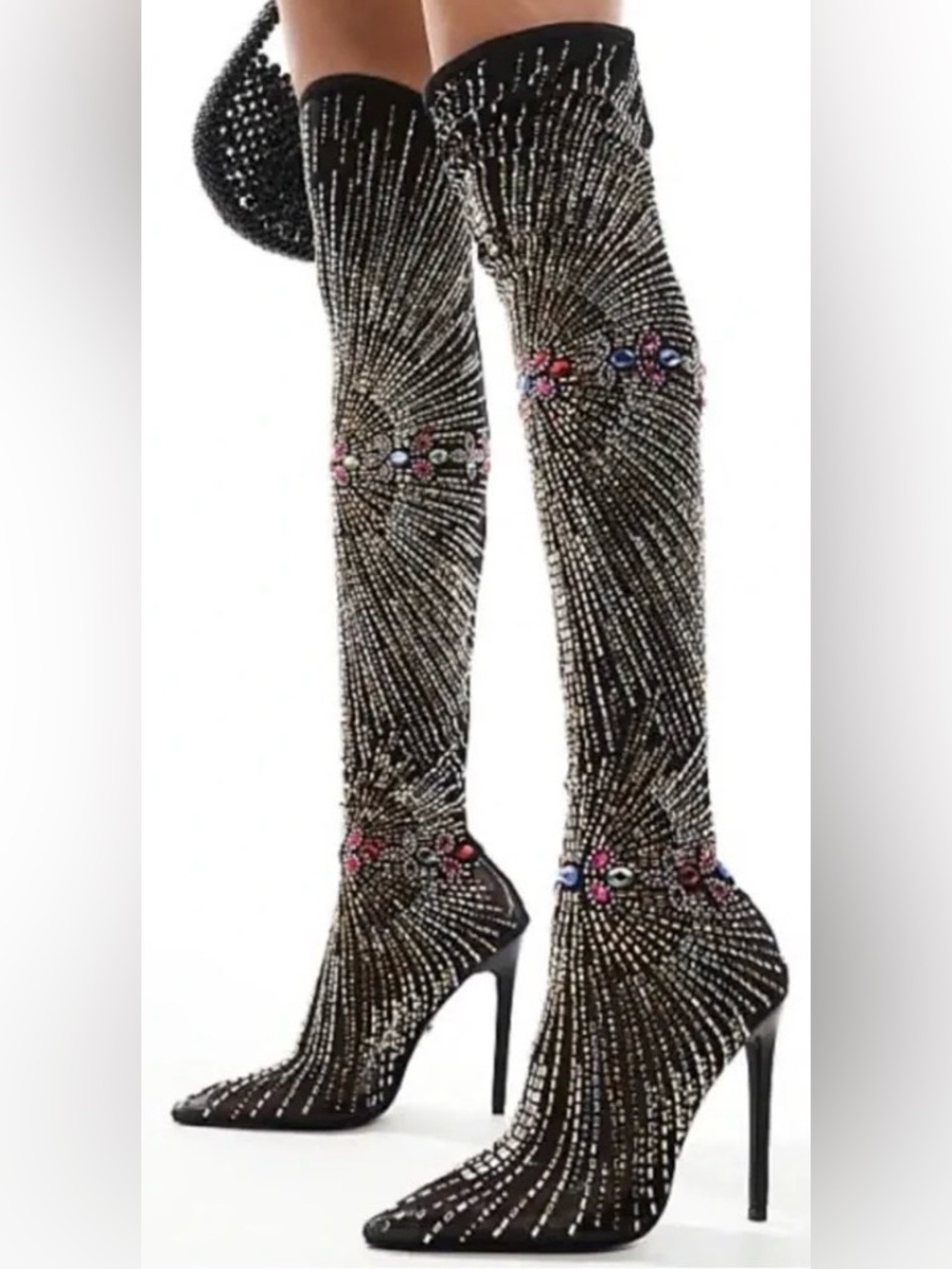 🆕 AZALEA WANG | Chevelle Over the Knee Boot in Black - Rhinestone Embellishment